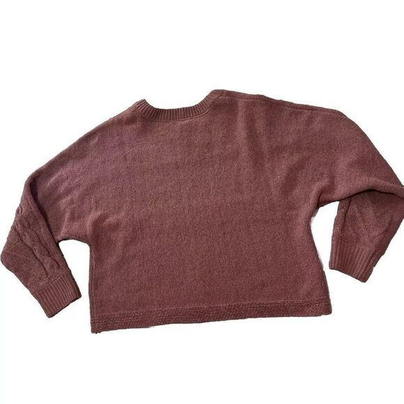 FULL TILT Brown Sweater Womens M Soft Horizontal Cable Knit Crop Pullover Crew - Picture 2 of 16